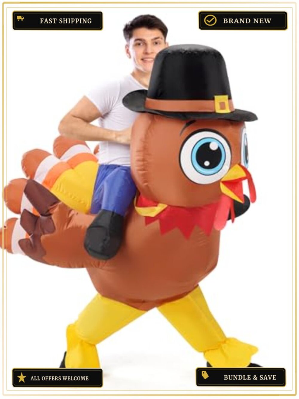 Adult Inflatable Turkey Costume Thanksgiving Funny Blow Up Cosplay